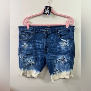 No Boundaries Distressed Blue Dip-Dye Jean Shorts